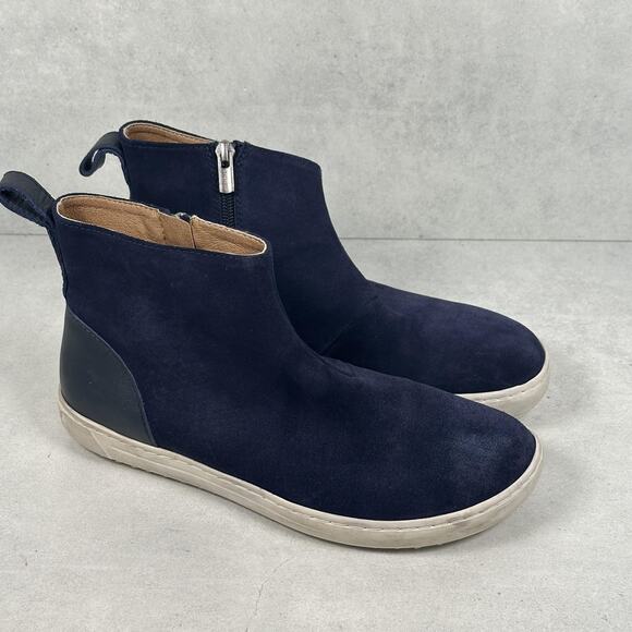 Birkenstock Suede Ankle Boots Women 38 Navy Blue Myra Side Zip Casual Comfort - Picture 1 of 11